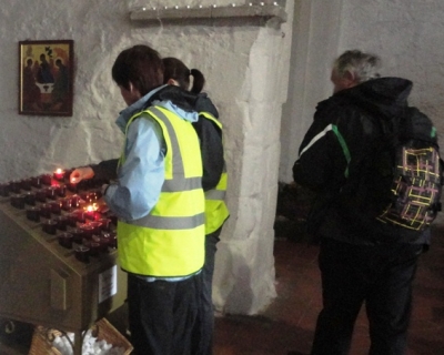 Pilgrims are invited to light candles before they begin walking. It serves as a means of connect with an intention and the Divine. 
